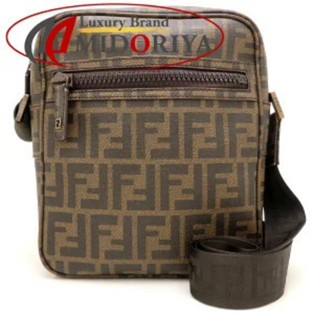 Fendi Zucchino Canvas Shoulder Bag Brown